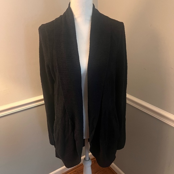 Max & Mia Black Shawl Collar Cardigan Sweater Ribbed Knit - Medium - Picture 2 of 7